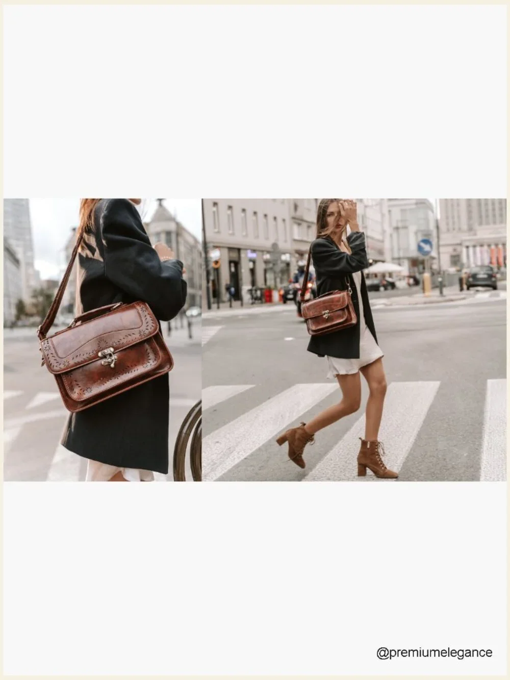 Vintage PU Leather Satchel Crossbody Bag Work Messenger Purse